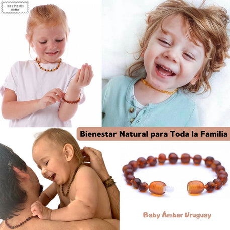 Collar Grano de Arroz Miel de Ámbar Báltico para Bebés